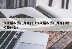 今天是农历几月几日（今天是农历几月几日属相是什么）