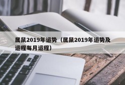 属鼠2019年运势（属鼠2019年运势及运程每月运程）