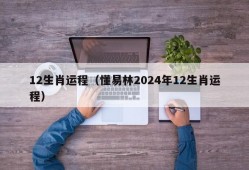 12生肖运程（懂易林2024年12生肖运程）