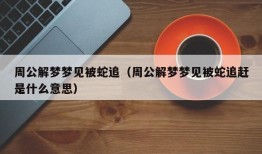 周公解梦梦见被蛇追（周公解梦梦见被蛇追赶是什么意思）